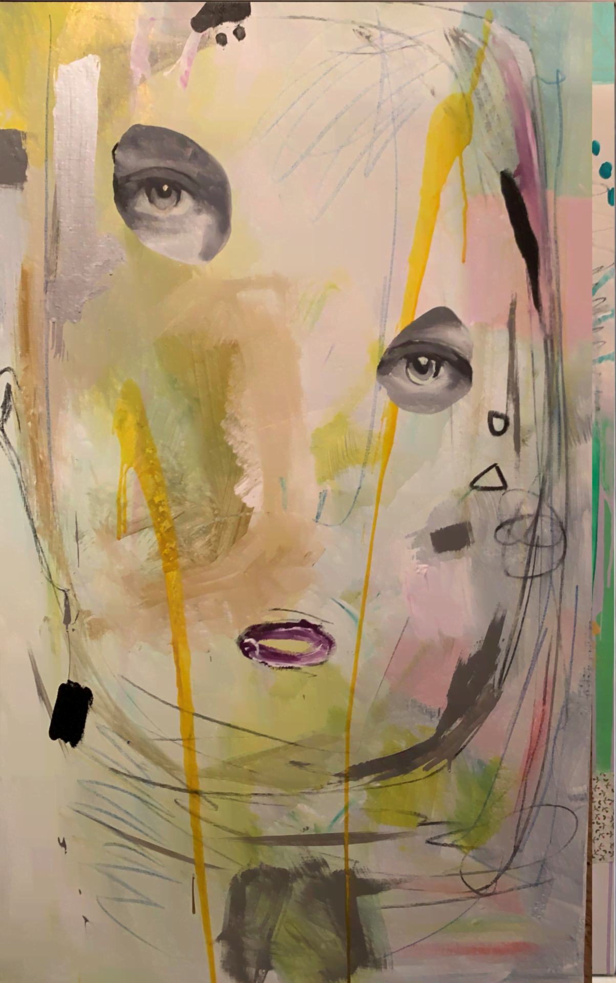 title: confused
 size: 110x70cm
 medium: mixed media on linen
 year: 2021
 price: 3000 PLN